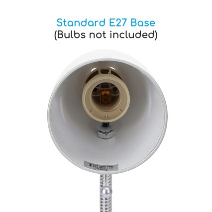 Aigostar -  Stolná lampa s klipom 1xE27/11W/230V biela/lesklý chróm
