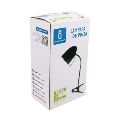 Aigostar -  Stolná lampa s klipom 1xE27/11W/230V čierna/chróm