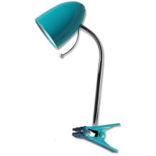 Aigostar -  Stolná lampa s klipom 1xE27/11W/230V modrá/chróm