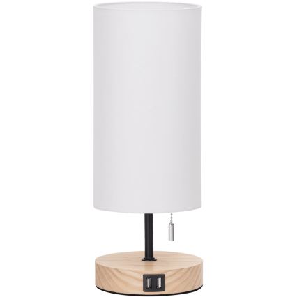 Aigostar - Stolná lampa s USB portom 1xE27/40W/230V béžová