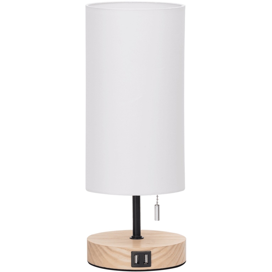 Aigostar - Stolná lampa s USB portom 1xE27/40W/230V béžová