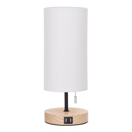Aigostar - Stolná lampa s USB portom 1xE27/40W/230V čierna/krémová