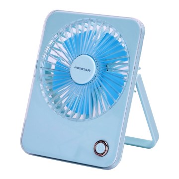Aigostar - Stolný nabíjací ventilátor 5W/5V 3600mAh USB modrá