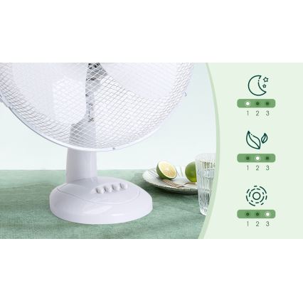 Aigostar - Stolný ventilátor 45W/230V 34 cm biela