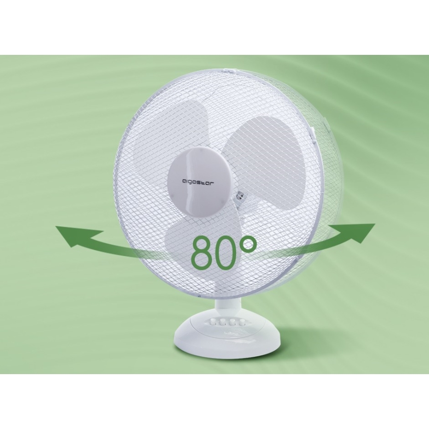 Aigostar - Stolný ventilátor 45W/230V 34 cm biela