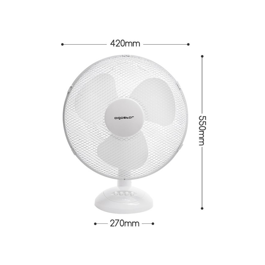 Aigostar - Stolný ventilátor 45W/230V 34 cm biela