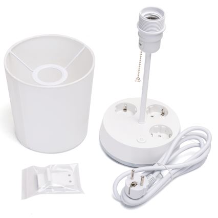 Aigostar - Stolová lampa so zásuvkami 1xE27/60W/230V biela