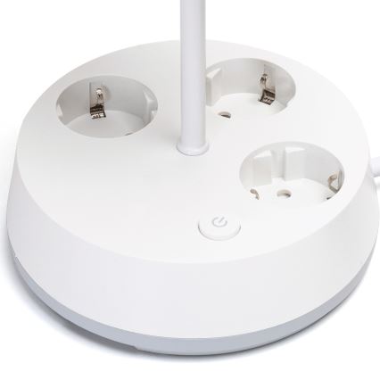 Aigostar - Stolová lampa so zásuvkami 1xE27/60W/230V biela