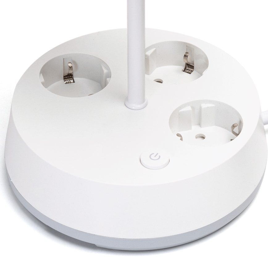 Aigostar - Stolová lampa so zásuvkami 1xE27/60W/230V biela