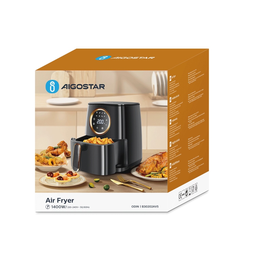 Aigostar - Teplovzdušná fritéza 1400W/230V 4,2l čierna