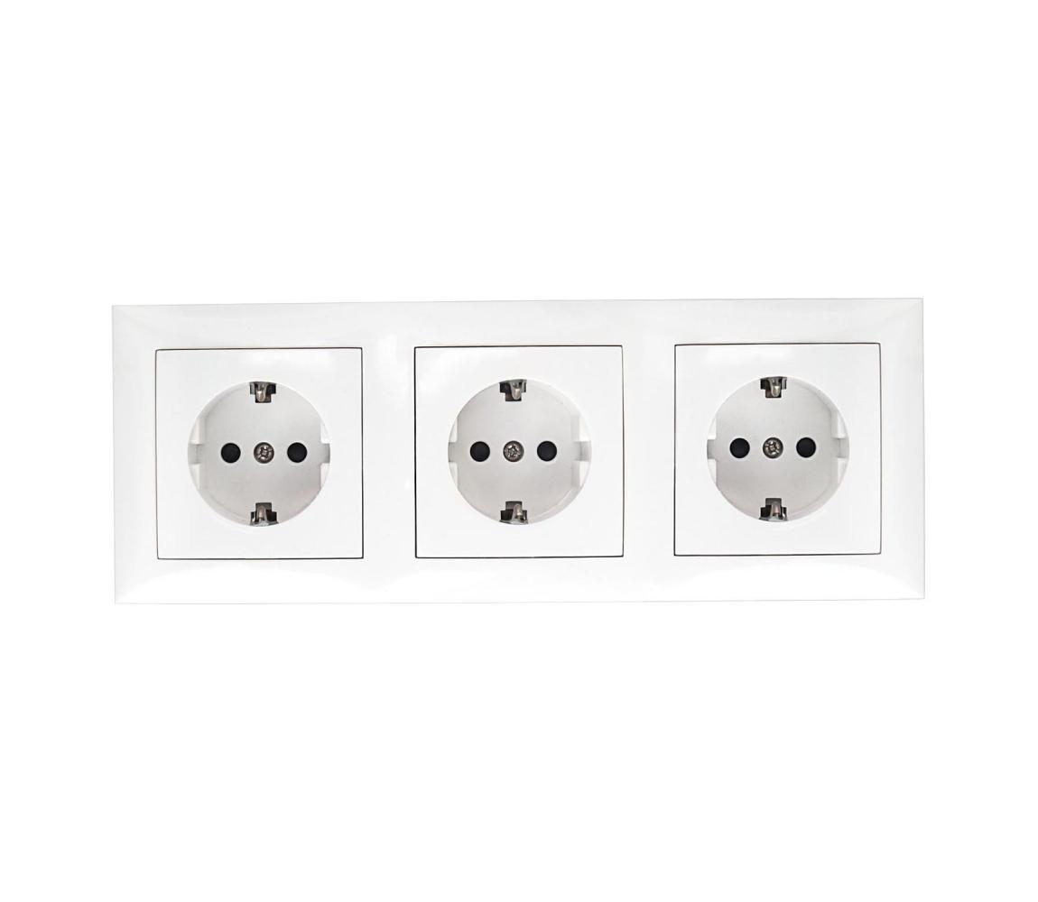 B.V.  - Trojitá domová zásuvka so rámčekom SCHUKO 230V biela B20101YEV