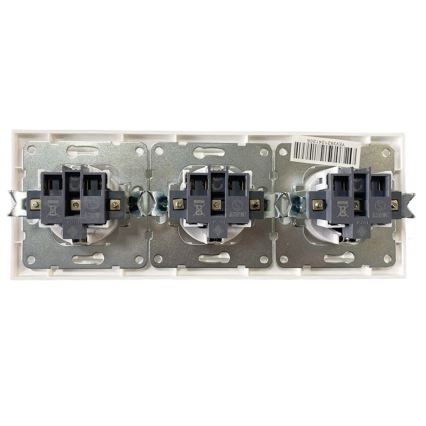 Aigostar - Trojitá domová zásuvka so rámčekom SCHUKO 230V biela