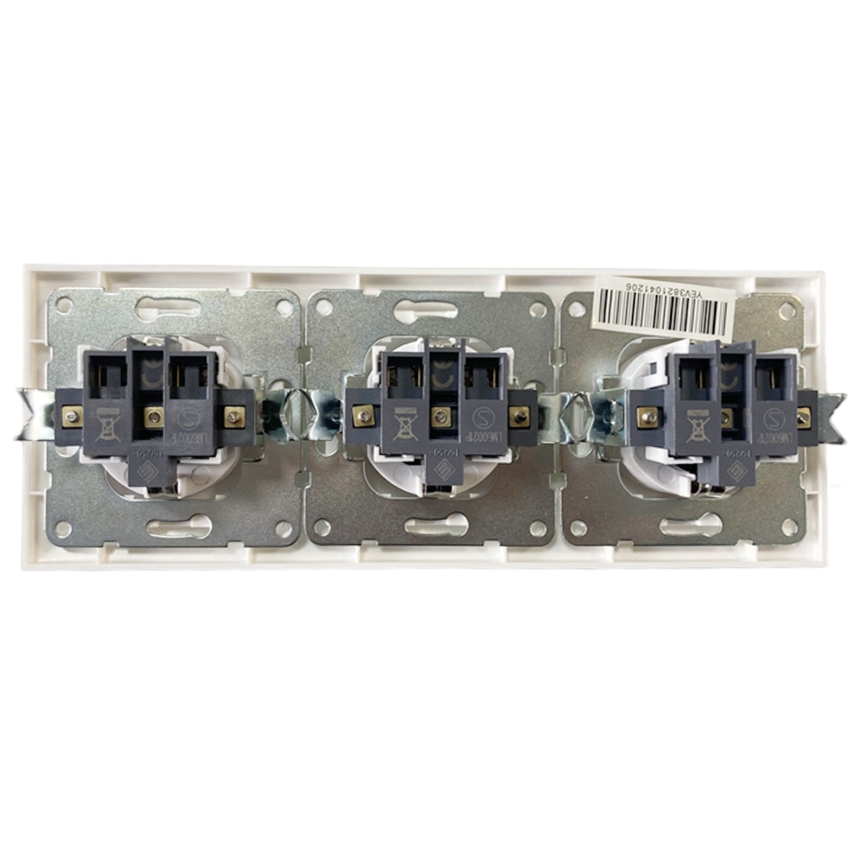 Aigostar - Trojitá domová zásuvka so rámčekom SCHUKO 230V biela