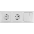 Aigostar - trojitý vypínač č. 3 a 2x zásuvky SCHUKO 230 V s rámčekom, biela