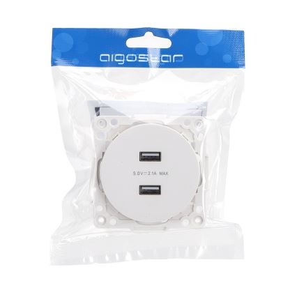 Aigostar - USB napájacia zásuvka bez rámčeka 2x USB-A biela