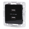 Aigostar - USB napájacia zásuvka bez rámčeka 2x USB-A čierna