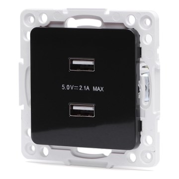 Aigostar - USB napájacia zásuvka bez rámčeka 2x USB-A čierna