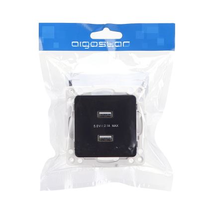 Aigostar - USB napájacia zásuvka bez rámčeka 2x USB-A čierna