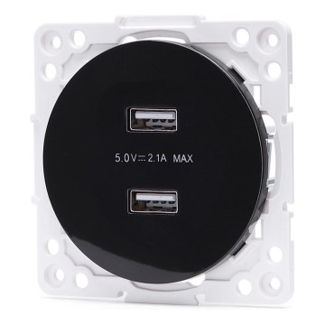 Aigostar - USB napájacia zásuvka bez rámčeka 2x USB-A čierna