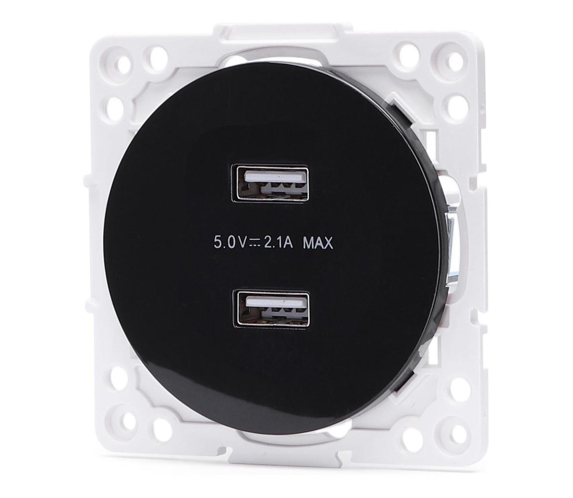 B.V.  - USB napájacia zásuvka bez rámčeka 2x USB-A čierna B20101QRK