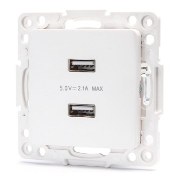 Aigostar - USB napájacia zásuvka bez rámika 2x USB-A biela