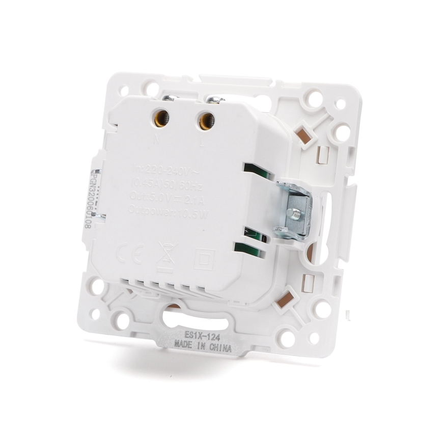 Aigostar - USB napájacia zásuvka bez rámika 2x USB-A biela
