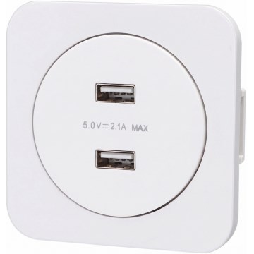 Aigostar - USB napájacia zásuvka s rámčekom 2x USB-A biela