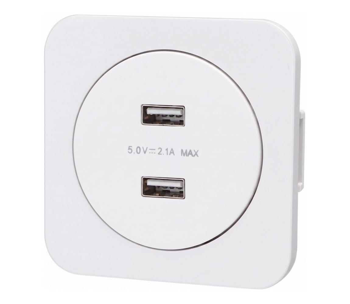 B.V. - USB napájacia zásuvka s rámčekom 2x USB-A biela AI2749+AI2748