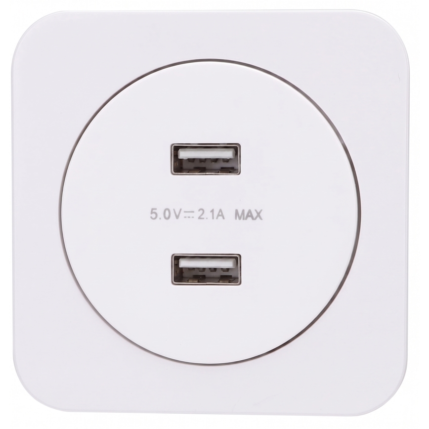 Aigostar - USB napájacia zásuvka s rámčekom 2x USB-A biela