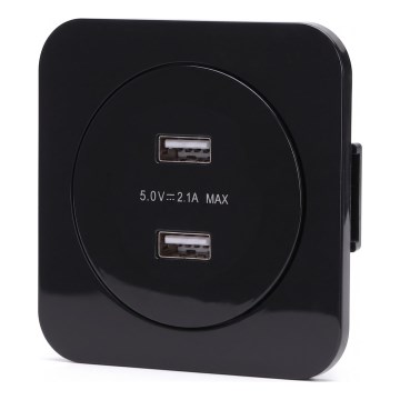 Aigostar - USB napájacia zásuvka s rámčekom 2x USB-A čierna