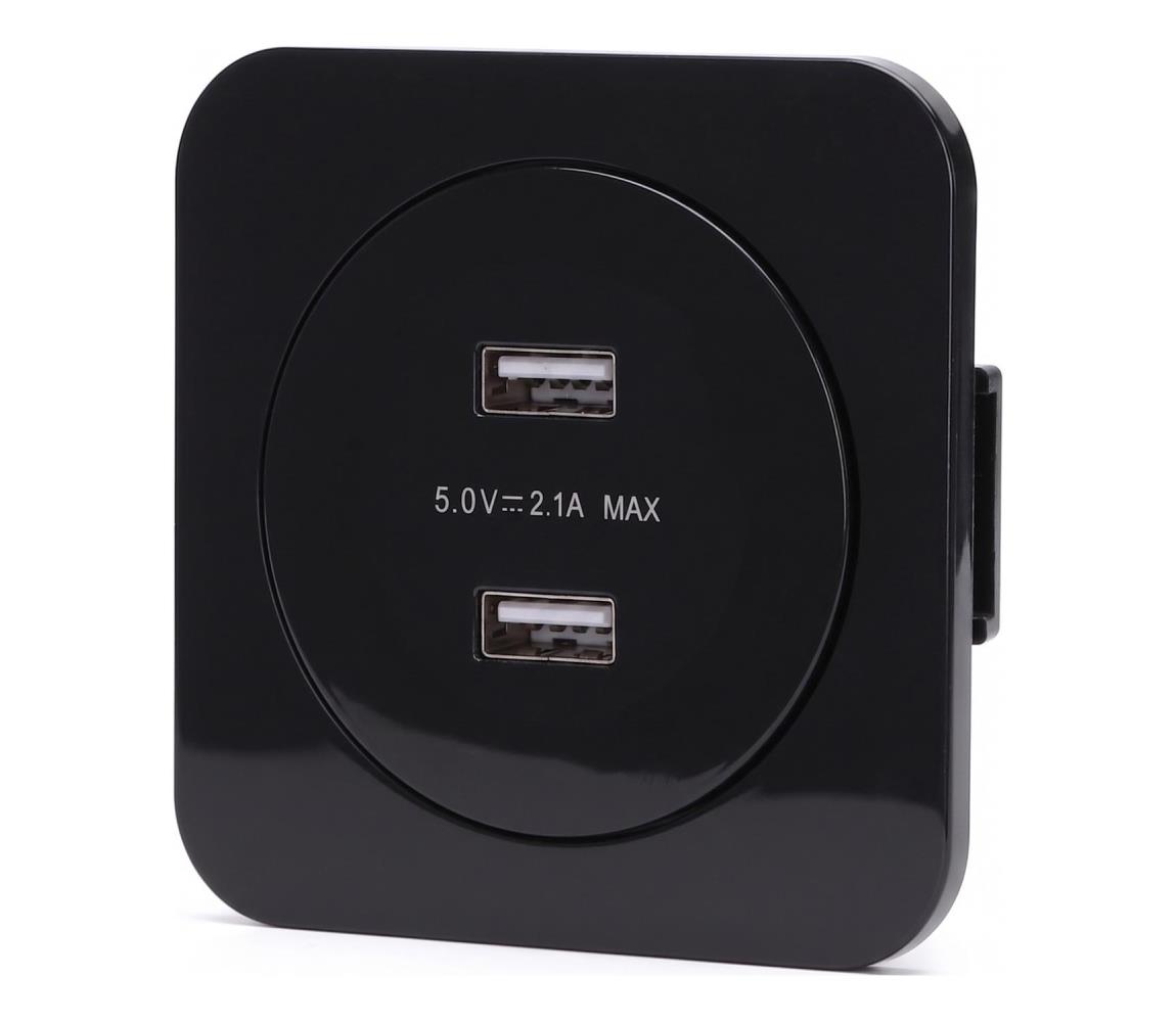 B.V.  - USB napájacia zásuvka s rámčekom 2x USB-A čierna AI2773+AI2772