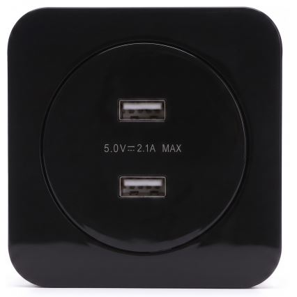 Aigostar - USB napájacia zásuvka s rámčekom 2x USB-A čierna