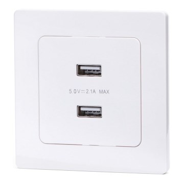 Aigostar - USB napájacia zásuvka s rámikom 2x USB-A biela