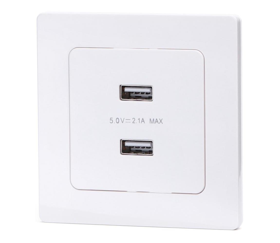 B.V.  - USB napájacia zásuvka s rámikom 2x USB-A biela B20101TSN