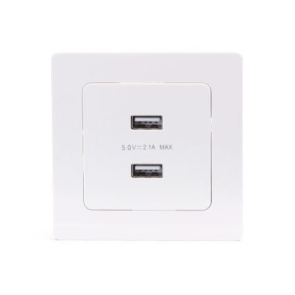 Aigostar - USB napájacia zásuvka s rámikom 2x USB-A biela