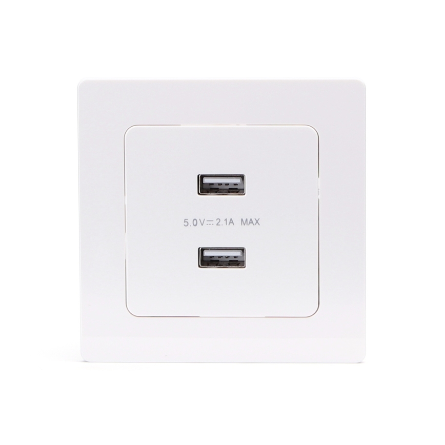Aigostar - USB napájacia zásuvka s rámikom 2x USB-A biela