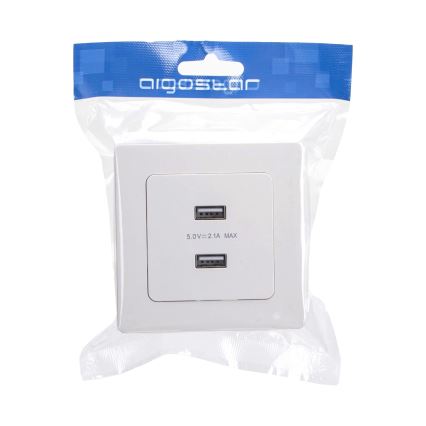Aigostar - USB napájacia zásuvka s rámikom 2x USB-A biela