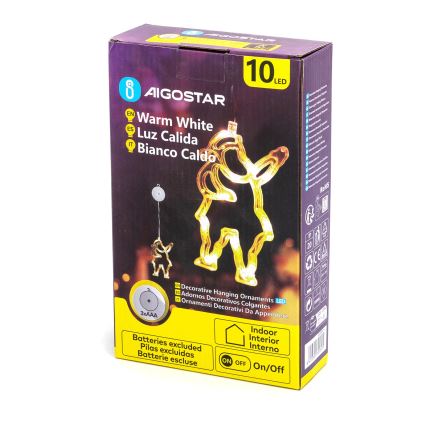 Aigostar - Vianočná LED dekorácia 10xLED/3xAAA Santa Claus 20 cm