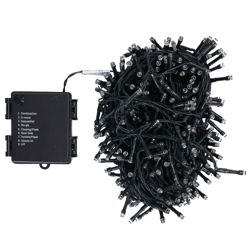 Aigostar - LED vonkajší reťaz 500xLED/8 funkcií 4xAA 25,3 m IP44 teplá biela