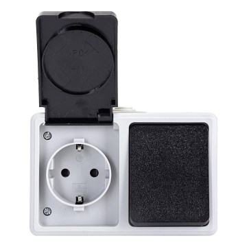 Aigostar - Vonkajší spínač 1P so zásuvkou 1x16A/250V IP54