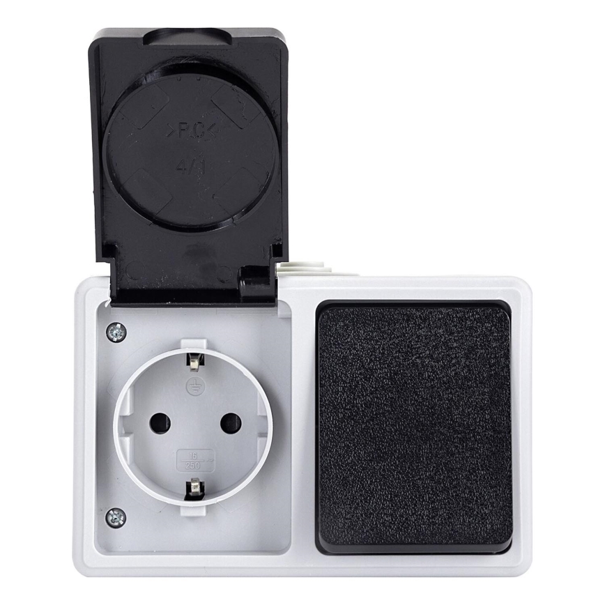 Aigostar - Vonkajší spínač 1P so zásuvkou 1x16A/250V IP54