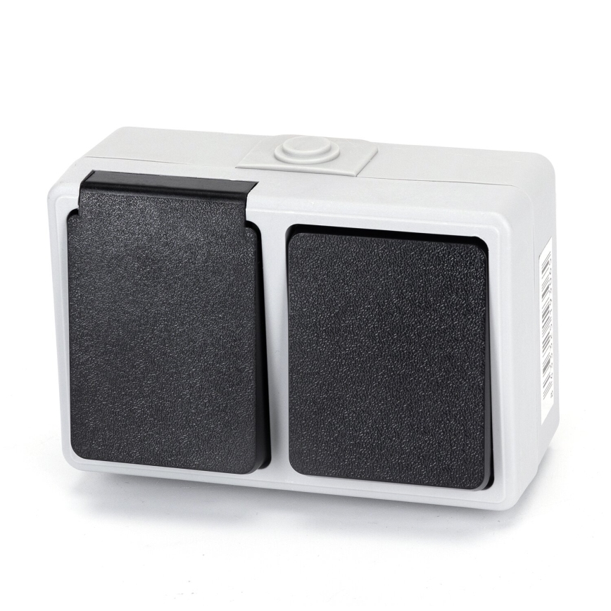 Aigostar - Vonkajší spínač 1P so zásuvkou 1x16A/250V IP54