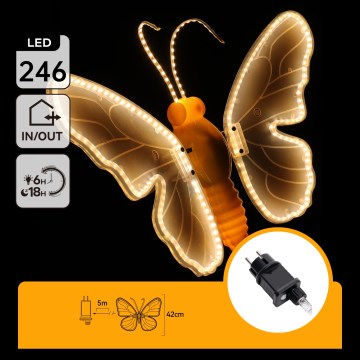 Aigostar - Vonkajšia LED dekorácia 246xLED/9W/230V 42 cm IP44 motýľ/viacfarebný