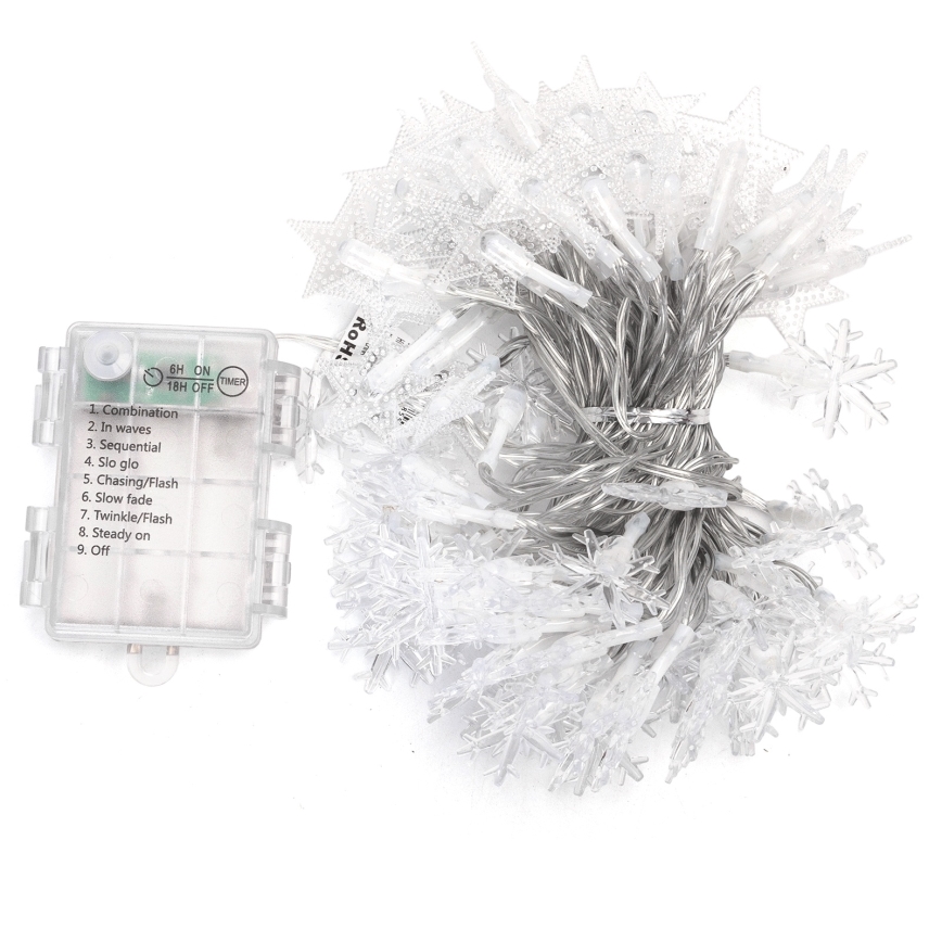 Aigostar - LED vonkajší vianočný reťazec 100xLED/8 funkcií 3xAA 10 m IP44 studená biela