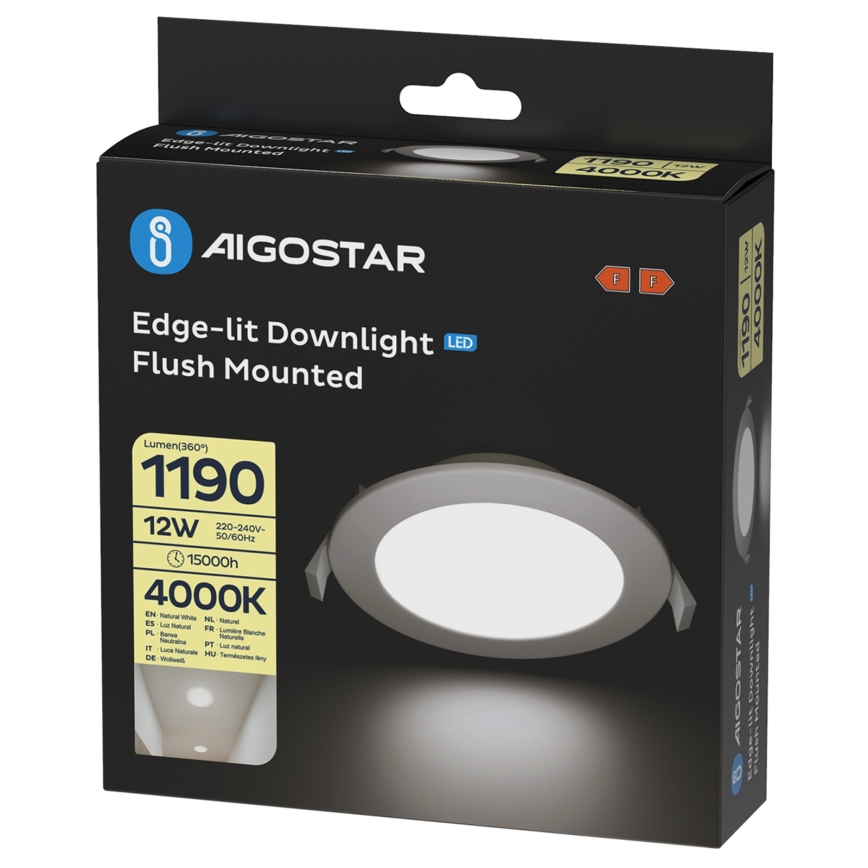 Aigostar - Zapustené LED svietidlo 12 W / 230 V / 4000 K, priemer 17 cm, biele