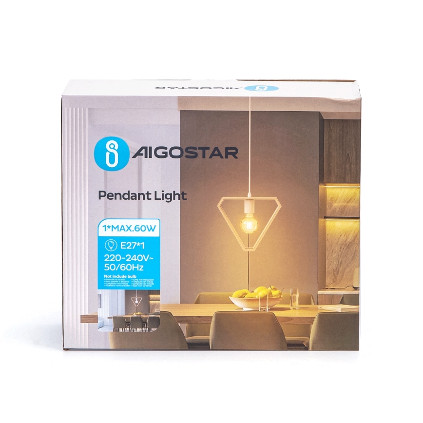 Aigostar - Závesný luster 1xE27/60W/230V béžový