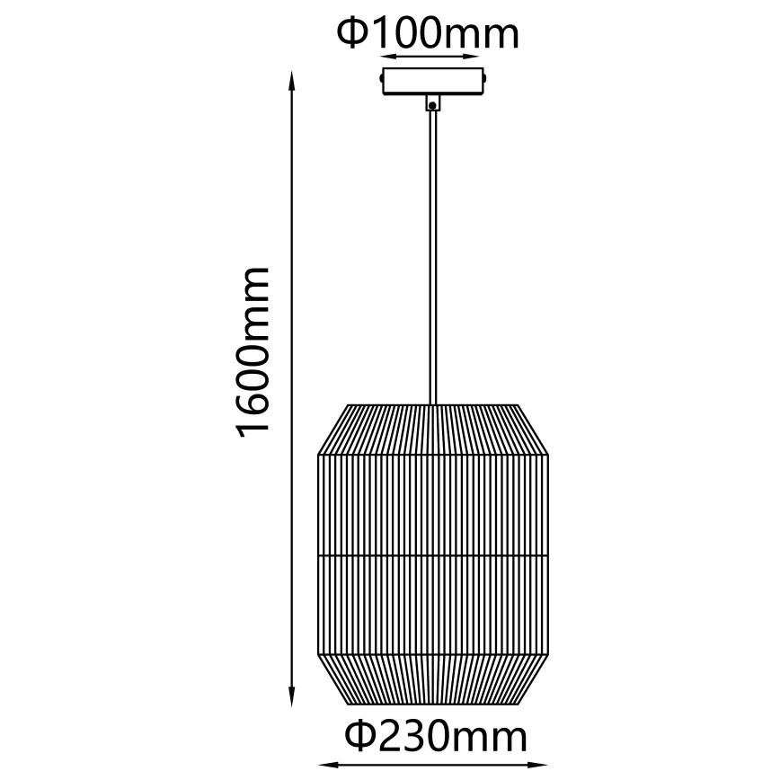 Závesné svietidlo v kartónovej krabici. Krabica zobrazuje svietidlo, jeho technické parametre (MAX 60W, E27*1, 220-240V-50/60Hz) a značku AIGOSTAR. Svietidlo je tmavé, s geometrickým dizajnom.