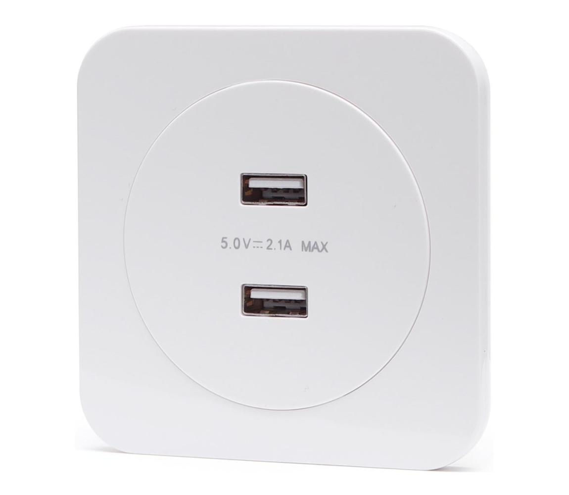 B.V. – USB napájacia zásuvka s rámčekom, 2× USB‑A, biela B20101TSY