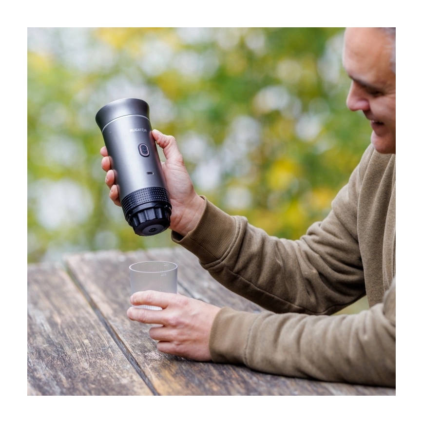 Aligator ACM002 - Prenosný nabíjací kávovar PortaCaffé 3 v 1 72W/7500 mAh sivá