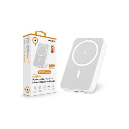 Aligator AMS04WT - Powerbanka s bezdrôtovým nabíjaním Qi a MagSafe, 10000 mAh, 15W Power Delivery, čierna